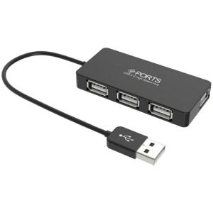 USB Hub Asonic N-UH445, 4xUSB-A, USB2.0, crni