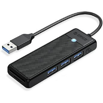 USB Hub Orico PAPW3AT-U3-015-BK-BP, 3xUSB-A 3.0, SD/TF, crni