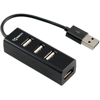 USB Hub SBOX H-204, 4xUSB-A 2.0, crni