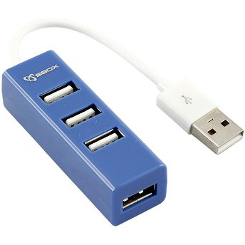 USB Hub SBOX H-204, 4xUSB-A 2.0, plavi