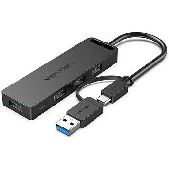 USB Hub Vention CHTBB, 4xUSB-A 3.0, crni