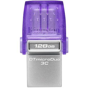 USB stick Kingston DataTraveler MicroDuo 3C, USB 3.2, 128GB, dual USB-A/USB-C, ljubičasti