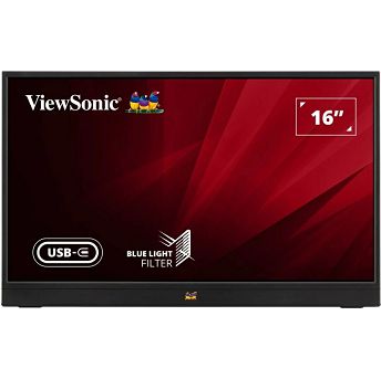 Eksterni monitor ViewSonic 16" VA1655, IPS, Mini HDMI, 2xUSB-C, Zvučnici, Full HD