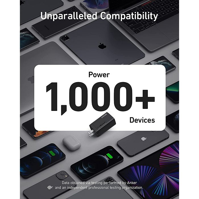 Strujni punjač Anker 735 GaN Prime, 65W Power IQ 4.0, 2×USB-C, USB-A, crni