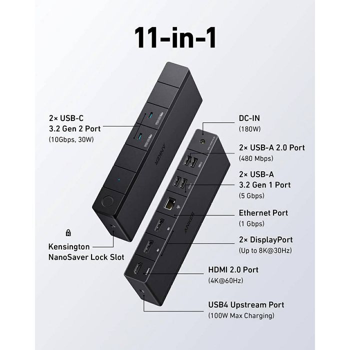 Docking Anker 568 11-in-1, USB-C, PD 100W