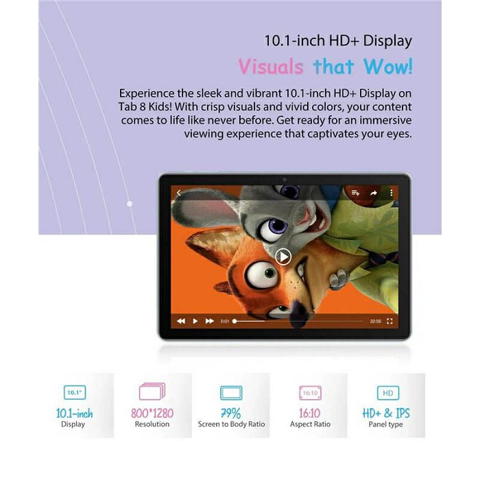 Tablet Blackview TAB8 Kids, 10.1" 1280x800px, 4GB RAM, 128GB Memorija, rozi