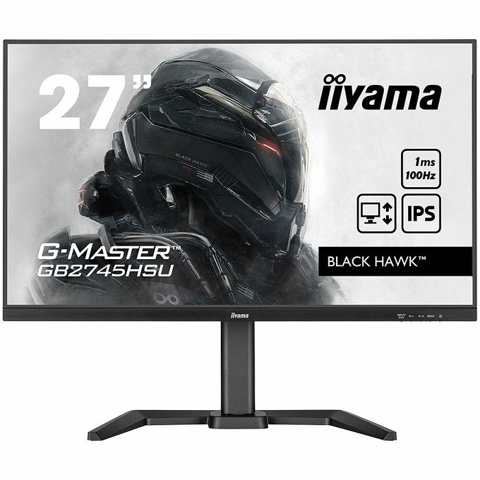 Monitor Iiyama 27" G-Master GB2745HSU-B1, IPS, gaming, AMD FreeSync 100Hz, 1ms, HDMI, DP, 2xUSB 2.0, Zvučnici, Pivot, Full HD