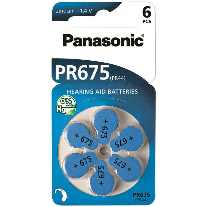 Baterije za slušni aparat Panasonic Zinc Air PR675, 6 komada, PR675LH/6LB