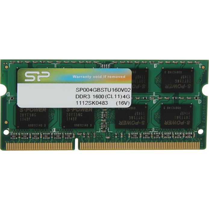 Memorija za prijenosna računala Silicon Power SP004GBSTU160V02, SO-DIMM, 4GB, DDR3 1600MHz, CL11
