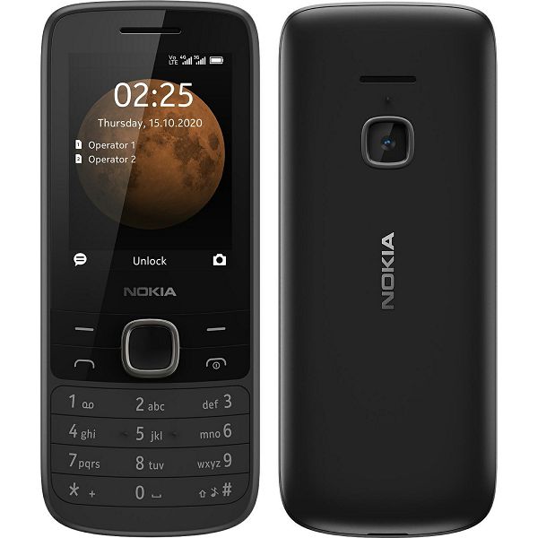 Mobitel Nokia 225 (2020), 2.4", 64MB RAM, 128MB Memorija, 4G, Crni