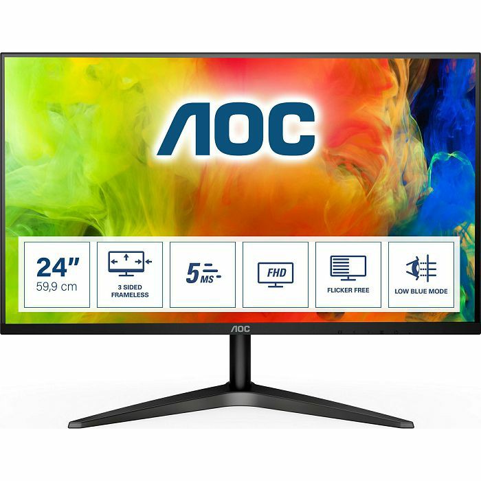 Monitor AOC 23.6" 24B1H, MVA, VGA, HDMI, Full HD