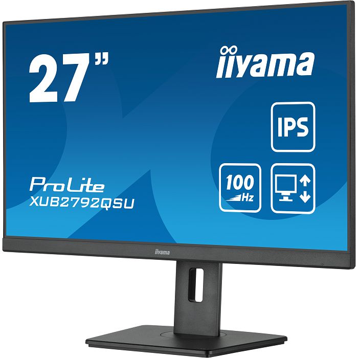 Monitor Iiyama 27" ProLite XUB2792QSU-B6, IPS, AMD FreeSync 100Hz, 0.4ms, HDMI, DP, 4xUSB 3.2, Zvučnici, Pivot, 2K