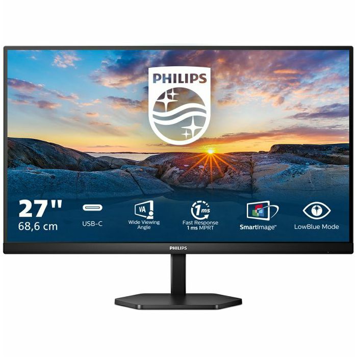Monitor Philips 27" 27E1N3300A, IPS, gaming, AMD FreeSync 75Hz, 1ms, HDMI, 4xUSB 3.2, USB-C, Zvučnici, Full HD