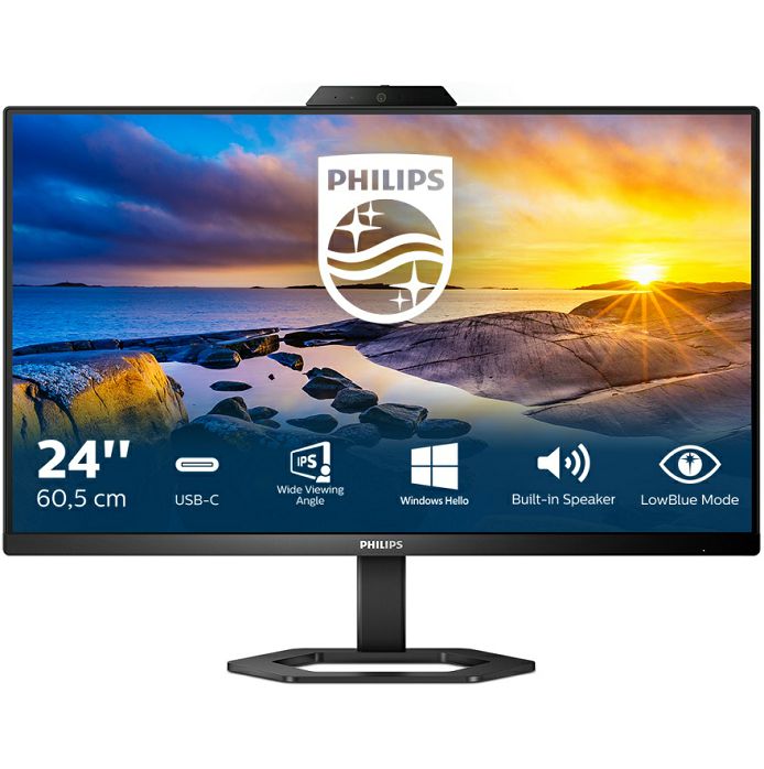 Monitor Philips 23.8" 24E1N5300HE, IPS, gaming, AMD FreeSync 75Hz, 1ms, HDMI, DP, 4xUSB, Zvučnici, Pivot, Full HD