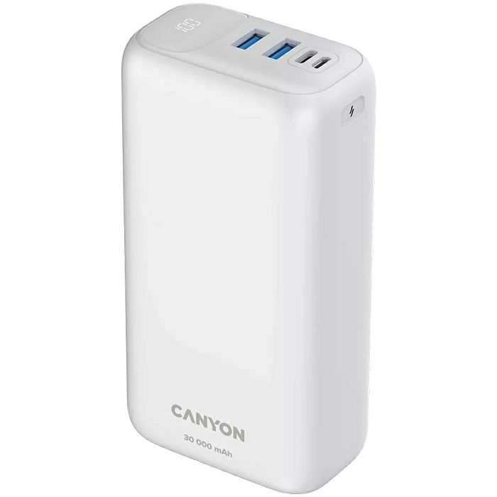 Power Bank Canyon PB-301, 30000mAh, 22.5W, 2xUSB-A, Micro USB, USB-C, bijeli