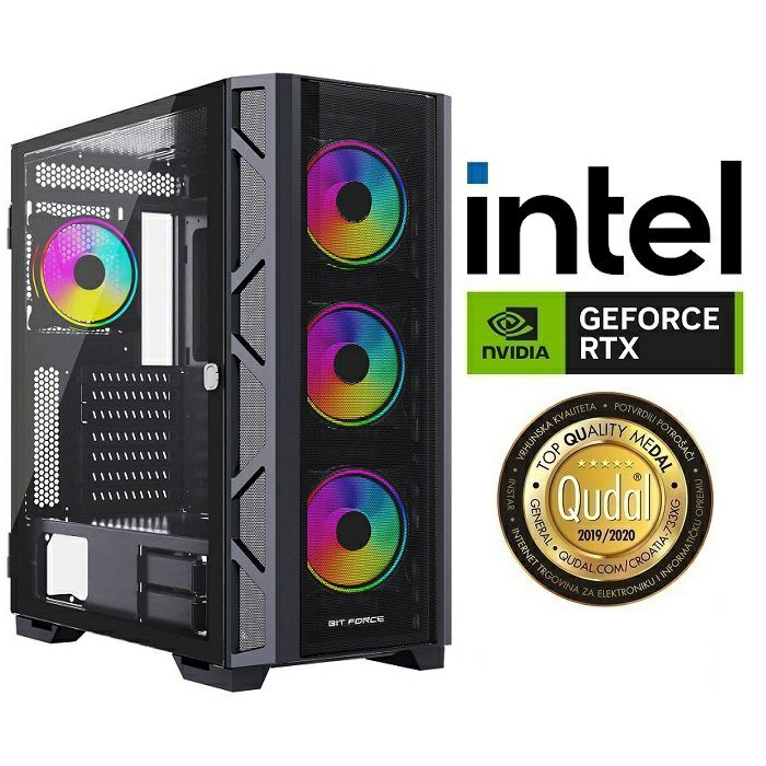 Računalo INSTAR Gamer Hurricane, Intel Core i5 12400F up to 4.4GHz, 16GB DDR4, 1TB NVMe SSD, NVIDIA GeForce RTX3060 12GB, No ODD, 5 god jamstvo