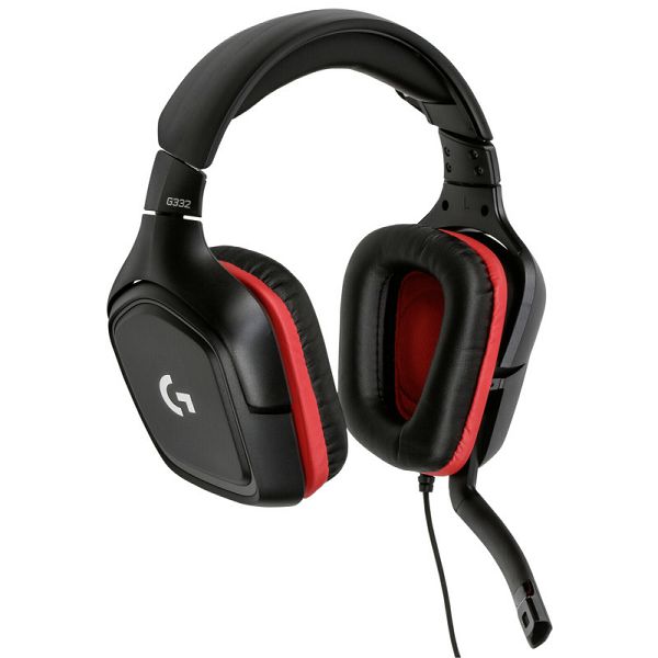 Slušalice Logitech G332, žičane, gaming, mikrofon, over-ear, PC, PS4, Xbox, Switch, crno-crvene
