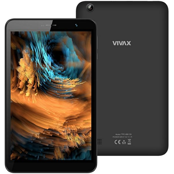Tablet Vivax TPC-806, 8" 1024x600px, Quad-Core 1.2GHz, 2GB RAM, 16GB Memorija, 3G, WiFi 5, Bluetooth 4.0, Android 9, Crni