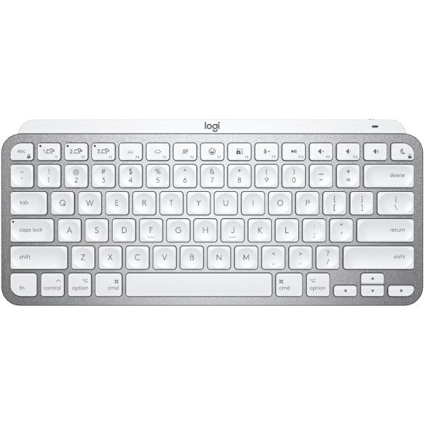 Tipkovnica Logitech MX Keys Mini Mac, bežična, bijelo LED, siva