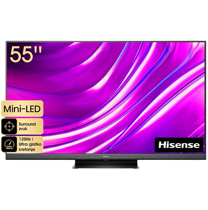 TV Hisense 55" 55U8HQ, 120Hz, DVB-T2/C/S2, 4K, SMART TV